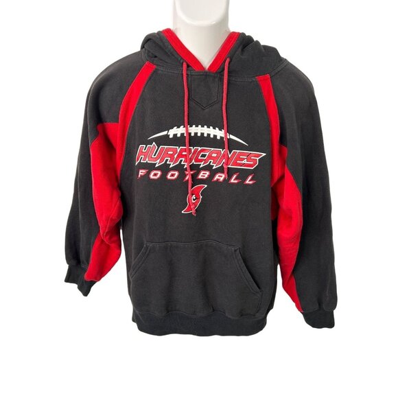 Hurricanes Football Hoodie Youth size Large Black & Red Pullover Sportwear - Picture 1 of 11